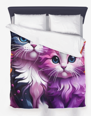 Dreamy Purple Cat Microfiber Duvet Cover