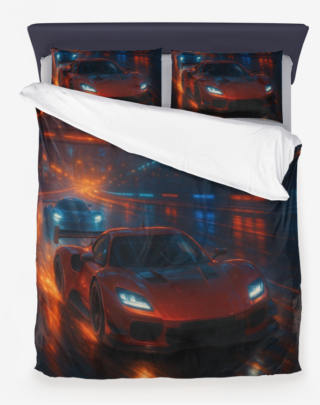 Midnight Velocity – Neon Racing Duvet Cover Set