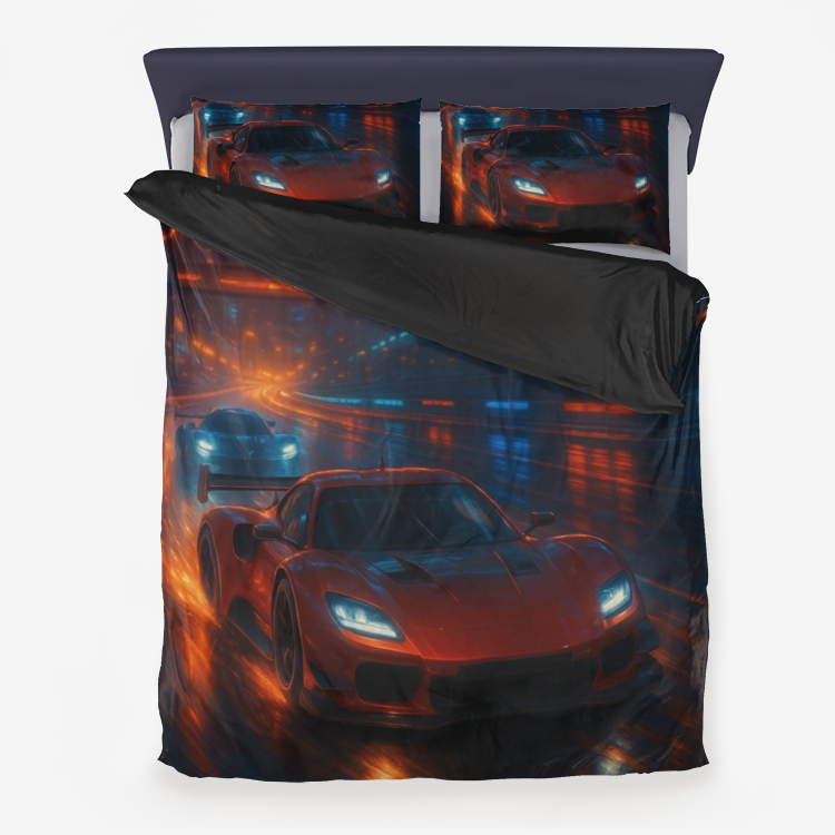 Midnight Velocity – Neon Racing Duvet Cover Set - Image 4
