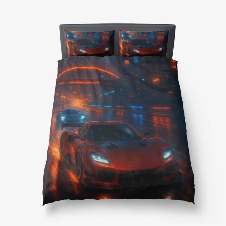 Midnight Velocity – Neon Racing Duvet Cover Set - Image 5