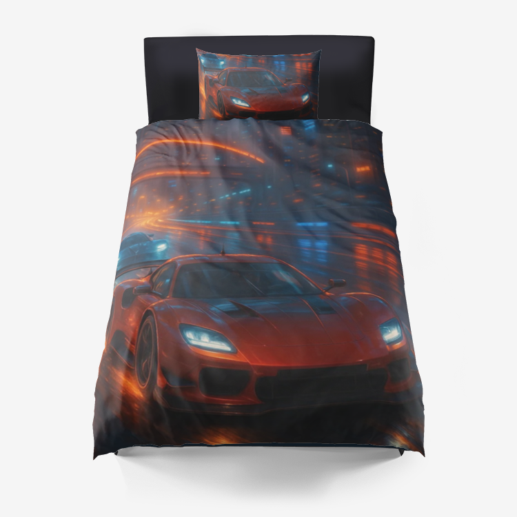 Midnight Velocity – Neon Racing Duvet Cover Set - Image 6